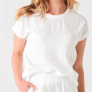 FAHERTY BRAND Dream Crepe Cotton Gauze Dolman Tee Top S